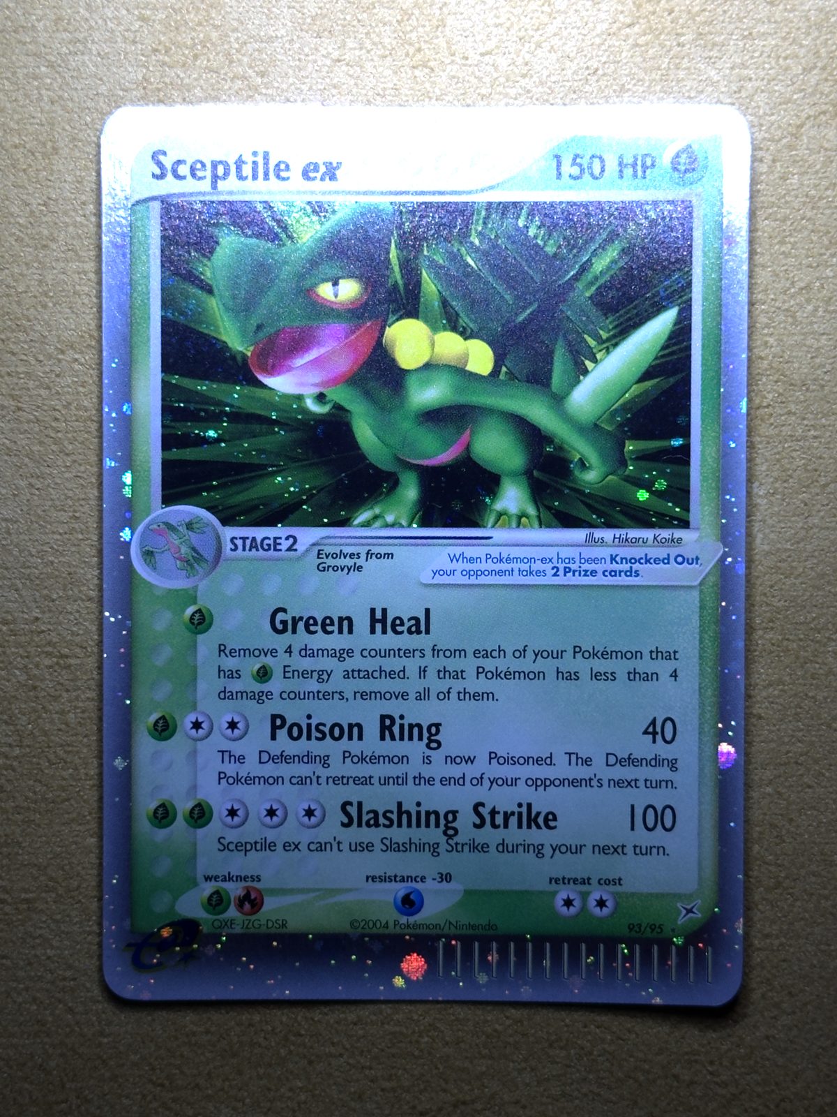 Sceptile EX (EX Holo) Pokémon card after restoration