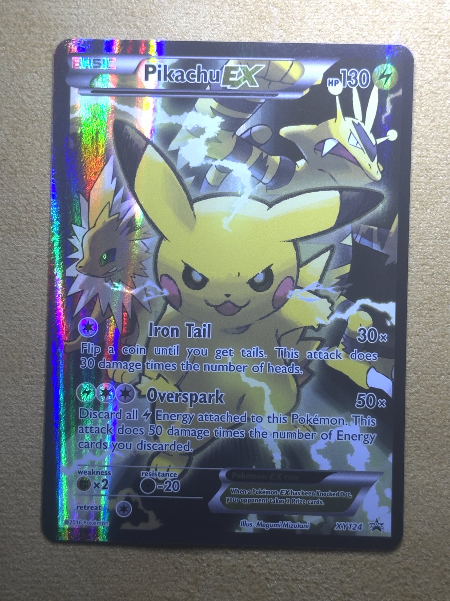 Pikachu EX (Full Art Black Star Promo) Pokémon card after restoration
